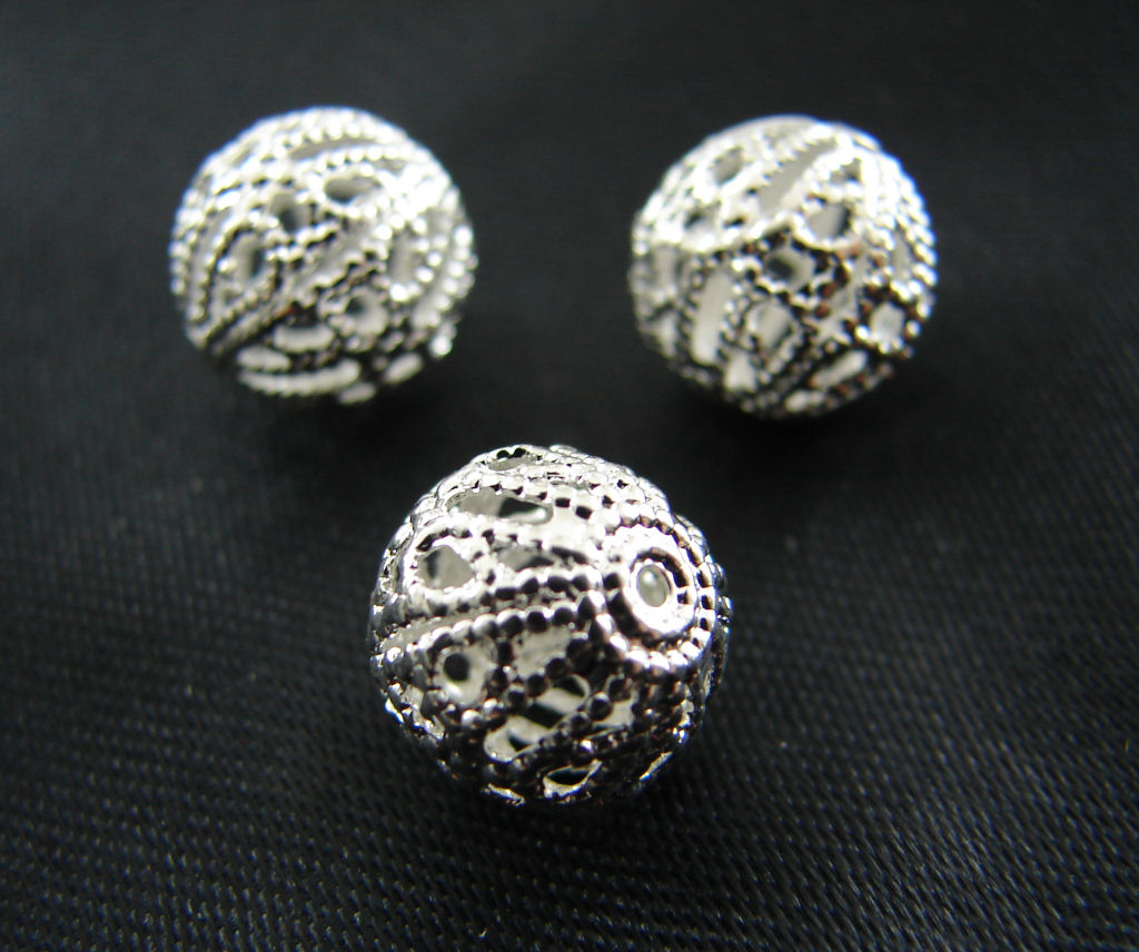 Metallperle Filigran, 10mm, 5 Stk